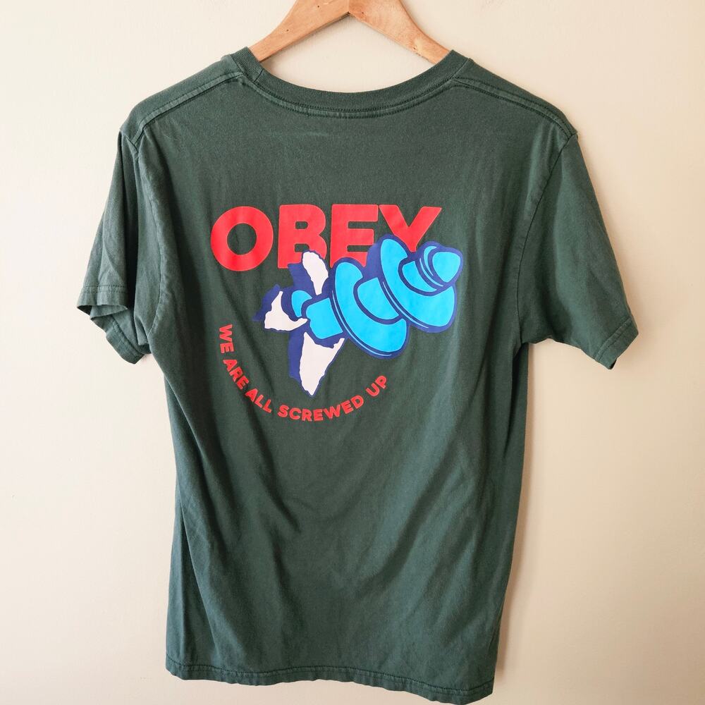Obey 2-Sided Graphic Tee Eyes Icon Size M We Are All Screwed Up Streetwear Skate